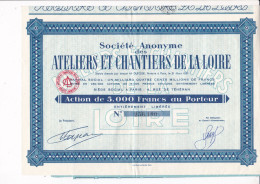 Ateliers Et Chantiers De La Loire, Action De 5.000 Fr, Paris - A - C