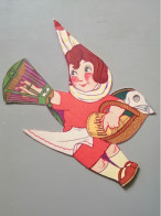 Découpi Publicité Blédine Jacquemaire  Fillette Avec Panier Verso Silhouette D'oiseau - Children