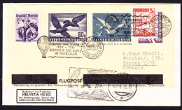 1952 Sonderballonpost Flug, (2)Adresszettelumschlag Ballon Helvetia. Vöcklabruck Nach Zürich Und Grösseres Format Ballon - Ballonpost