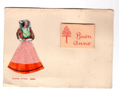 30152 " MINICALENDARIO 1951 SU CARTONCINO CON COSTUMI LAZIO " Cm.3,6 X 4,9 SU CARTONCINO Cm.11,2 X 15,6 - Formato Piccolo : 1941-60