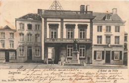 [-5%] BELGIQUE - Soignies - Hôtel De Ville - Monument - Café Restaurant - Place - Enfants - Animé - Carte Postale Ancien - Soignies