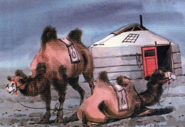1 AK Mongolei / Mongolia * 2 Kamele Vor Einer Jurte - Eine Zeichnung * - Mongolia