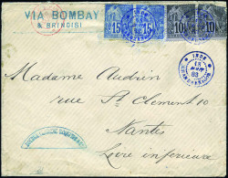 Précurseur. Timbres De Colonies Générales N°50 (déf.)+paire Du N°51. Paire Du 10c.+paire Du 15c. Bleu Obl. S/lettre Frap - Other & Unclassified