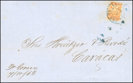 1 - 1/2 Real Orange S/lettre Frappée Du CàD De La GUAIRA Du 7 Octobre 1863 à Destination De CARACAS. Léger Défaut Sur Le - Venezuela