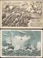 Zeppelin. Ensemble De 5 Cartes Postales Britanniques Et Autres,  Représentant Des Zeppelins Militaires En Actions Dont 1 - Zeppelins