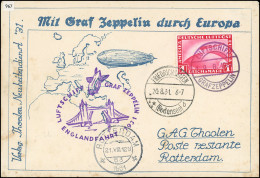 213a - Zeppelin LZ 127. Graf Zeppelin. Vol Retour De GRANDE -BRETAGNE De 1931. Pli Posté à Bord, Obl. LUFTSCHIFF Du 19.8 - Zeppelins