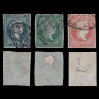 ESPAÑA ANTILLAS.1855. Isabel II.Serie Matasello.Edifil 1-2-3 + OBSEQUIO - Autres & Non Classés