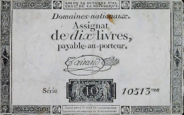 Assignat De Dix Livres Série 10 - 10513ème * Domaines Nationaux - ...-1889 Circulated During XIXth