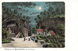 [-5%] SUISSE - Gruss Aus Der Einsiedelei Bei Solothurn - Croix - Grotte - Eglise - Dessin - Animé - Carte Postale Ancien - Soleure