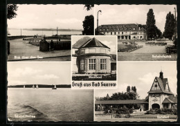 AK Bad Saarow, Bahnhof, Blick über Den See, Bahnhofsplatz, Moorbad, Scharmützelsee  - Bad Saarow
