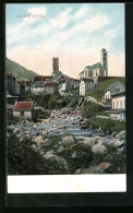 AK Hospental, Ortspartie Mit Fluss Und Kirche  - Hospental