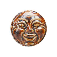 Feve Ancienne Plate Moyet Perrin Lune Marron Emaillé Miniature Porcelaine - Olds