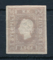 1858 Szürkéslila Hírlapbélyeg Bélyegzés Nélkül, Hátoldalán Szinte Teljes Gumival, újság Szöveg Maradványokkal. Nagyon Jó - Other & Unclassified