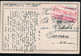 1916 Tábori Posta Képeslap "K.u.K. MARINEFELDPOSTAMT / POLA" , Piros / Red "Zensuriert / S.M.S. ERZH. FRIEDRICH" - Other & Unclassified
