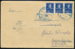 Marosvásárhely 1945 Levél 3 Db Román Bélyeggel és Kék "MAROSVÁSÁRHELY" Gumi Bélyegzéssel Sepsiszentgyörgyre Küldve - Other & Unclassified