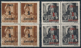** Nagyvárad I. 1945 1P/4f + 1P/18f Négyestömbök Bodor Vizsgálójellel - Other & Unclassified