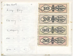 Budapest 1914-1919. 10f + 20f + 40f + 50f "Hotel Britannia Szálló" Felragasztva T:F Adamol BUB-21.1-21.4 - Unclassified