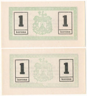 Miskolc 1919.05.14. 1K (2x) Sorszámkövető Pár "Miskolcz Város" Utalvány-jegyek, Sorszámmal T:UNC-AU, Enyhe Sarokhajlás H - Unclassified