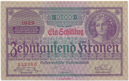 Ausztria 1924. 10.000K "1029 532950" T:XF Austria 1924. 10.000 Kronen "1029 532950" C:XF Krause 85. - Unclassified