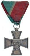 1940. "Nemzetvédelmi Kereszt" Ezüstözött Bronz Kitüntetés Szennyezett Mellszalagon T:XF Hungary 1940. "National Defense  - Unclassified