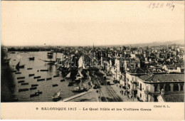 * T2/T3 1928 Thessaloniki, Saloniki, Salonica, Salonique; Le Quai Nikis Et Les Voiliers Grecs (EK) - Unclassified