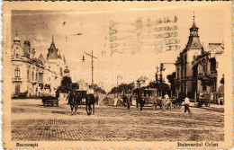 Delcampe - T3 1915 Bucharest, Bukarest, Bucuresti, Bucuresci; Bulevardul Coltei / Street View With Horse-drawn Tram (fa) - Unclassified