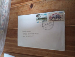 Cuba Air Letter (2) To Arg/Uruguay.4374.4349.prehistoric.pstat.+a284 Telecom Day..e7rletter Late Posting April 22 - Lettres & Documents