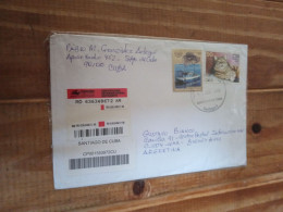 Cuba Reg.letter To Argentina.yv 4255.fishing Ship.cat 4451.cv E6.50e7rletter Late Posting April 12 - Lettres & Documents