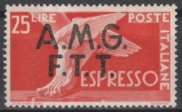 1947 AMG-FTT - Espresso - 25 Lire - Filigrana Lettere 10/10 - MNH - Eilsendung (Eilpost)