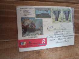 Cuba Reg.letter To Argentina.a305.elephant*2.2555.a298.1824.1648.2014..1765.cv14.25+.e7rletter Late Posting April 22 - Covers & Documents