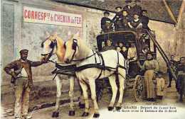 Delcampe - DEPT 91 VERT LE GRAND DÉPART DE L'OMNIBUS TRÈS BELLE ANIMATION 9X14 REIMPRESSION DE CARTES ANCIENNES - Vert-le-Petit