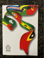 East Timor 2010 - 10 Years AICEP, Flags Brochure With Stamp Stucked - Timor Oriental