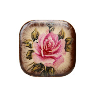 Feve Ancienne Carreau De Mosaïque Fleur Rose Céramique Miniature - Olds