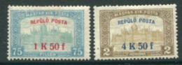 HUNGARY 1918 Airmail Overprint Set Of 2 LHM / **.  Michel 210-11 - Ungebraucht