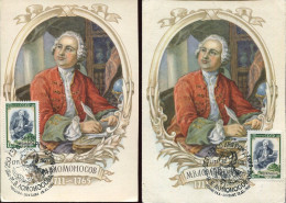 X5424 Russia,2 Maximum Card 1961 Mikhail Vasilyevich Lomonosov  Russian Polymath, Scientist And Writer - Cartes Maximum
