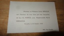 FP De Fiancailles ARNOUX - VERNASSA A MARSEILLE En 1943   ................ E4-151 - Engagement