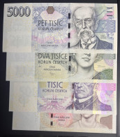 CZECHIA - P.24a 25b 26b 27a - Set 4pcs - 500 1000 2000 5000 Korun 2007 - 2009 UNC, S/n: See Photos - Tchéquie