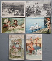 Lot 7 X Cpa Litho Chromo Illustrateur Theme Cygne Enfant Duo Enfants Voir Photos En Ligne Et Timbre - Collections & Lots