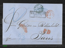 Warschau - LAC 2 Mai1864  P.D. En Rouge  Aus Russland Franco - Ent Valenciennes 3 Prusse Varsovie >>>>Rothschild  Paris - ...-1860 Vorphilatelie