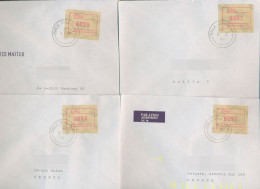 Irland ATM 1992 Satz 4 Werte Automat 001 Ersttagsbriefe ATM 4.1 S2 FDC (X80356) - Automatenmarken (Frama)