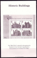 GROSSBRITANNIEN BLOCK 1 AUF SCHWARZDRUCK HISTORISCHE GEBÄUDE - BLACK PRINT HISTORIC BUILDINGS - Essays, Proofs & Reprints