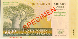 Madagascar 2.000 Ariary, P-93s - (2007) - SPECIMEN - UNC - (34,99 Euro Incl. Fees) - Luxembourg