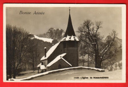 ZZQ-16  Eglise De Rossinières Sous La Neige. Bonne Année. Seal 12691 Circulé - Rossinière