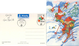 Delcampe - 952  Nains, Lutins, Ski: Entier (c.p.) 1996 - Dwarfs, Gnome: New Year Stationery Postcard From Aland, Finland Finlande - Ski