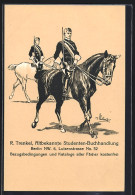 Künstler-AK Berlin, Studenten-Buchhandlung R. Trenkel, Luisenstrasse 52, Studenten Im Vollem Wichs Zu Pferd  - Libraries