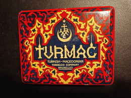 BOITE METAL DE 50 CIGARETTES BLEU BOUTON D'OR - TURMAC - TURKISH MACEDONIAN TOBACCO Co - CONSTANTINOPLE BRUXELLES ... - Empty Tobacco Boxes