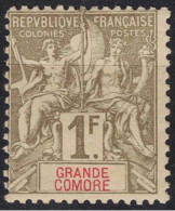 TIMBRE COLONIES FRANCAISES - GRANDE COMORE - 1 F. OLIVE NEUF* N° 13 - COTE 58 € - Neufs