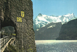 ISENTHAL, URI-ROTSTOCK, MOUNTAIN, TUNNEL, CAR, BRIDGE, EMBLEM, POSTCARD, SWITZERLAND - Isenthal
