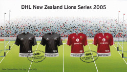 NEW ZEALAND 2005 RUGBY TEAM SHIRTS DHL NEW ZEALAND LIONS SERIES OFFICIAL FIRST DAY COVER USED RARE - Covers & Documents