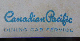 MENU CANADIAN PACIFIC DINNING CAR SERVICE 1953 - Canada